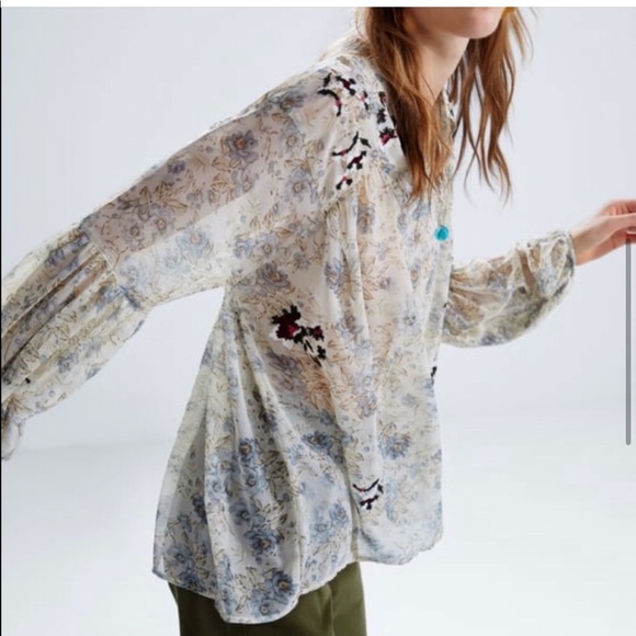 Zara flower print boho blouse - Picture 2 of 3